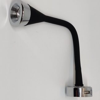 Läslampa böjbar SVART MED USB 2,1 A